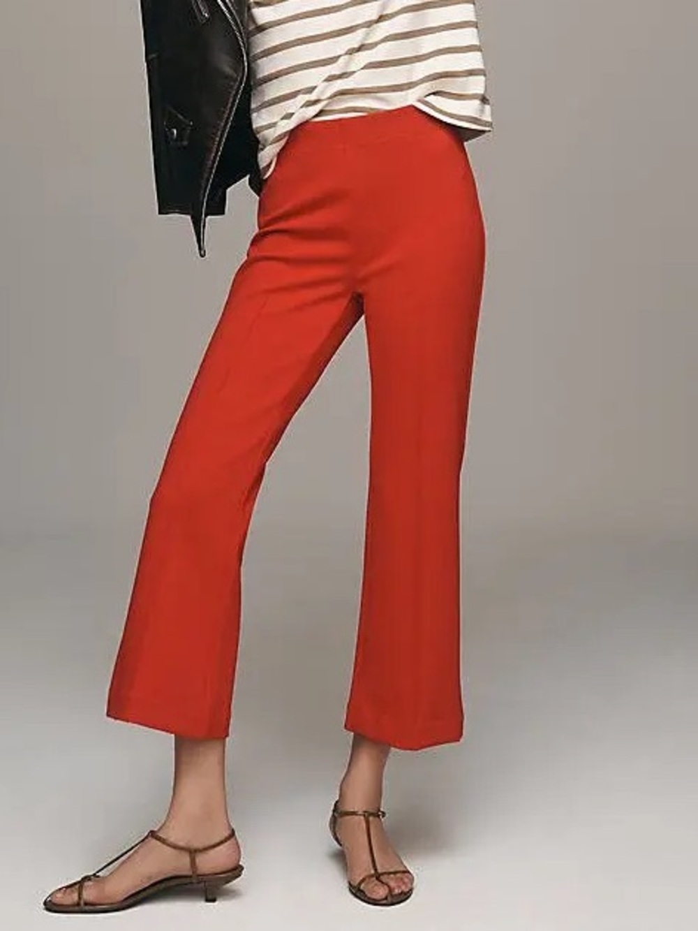Maeve Anthropologie Margot Kick Flare Pull-On Pants Red Ponte Stretch Cropped